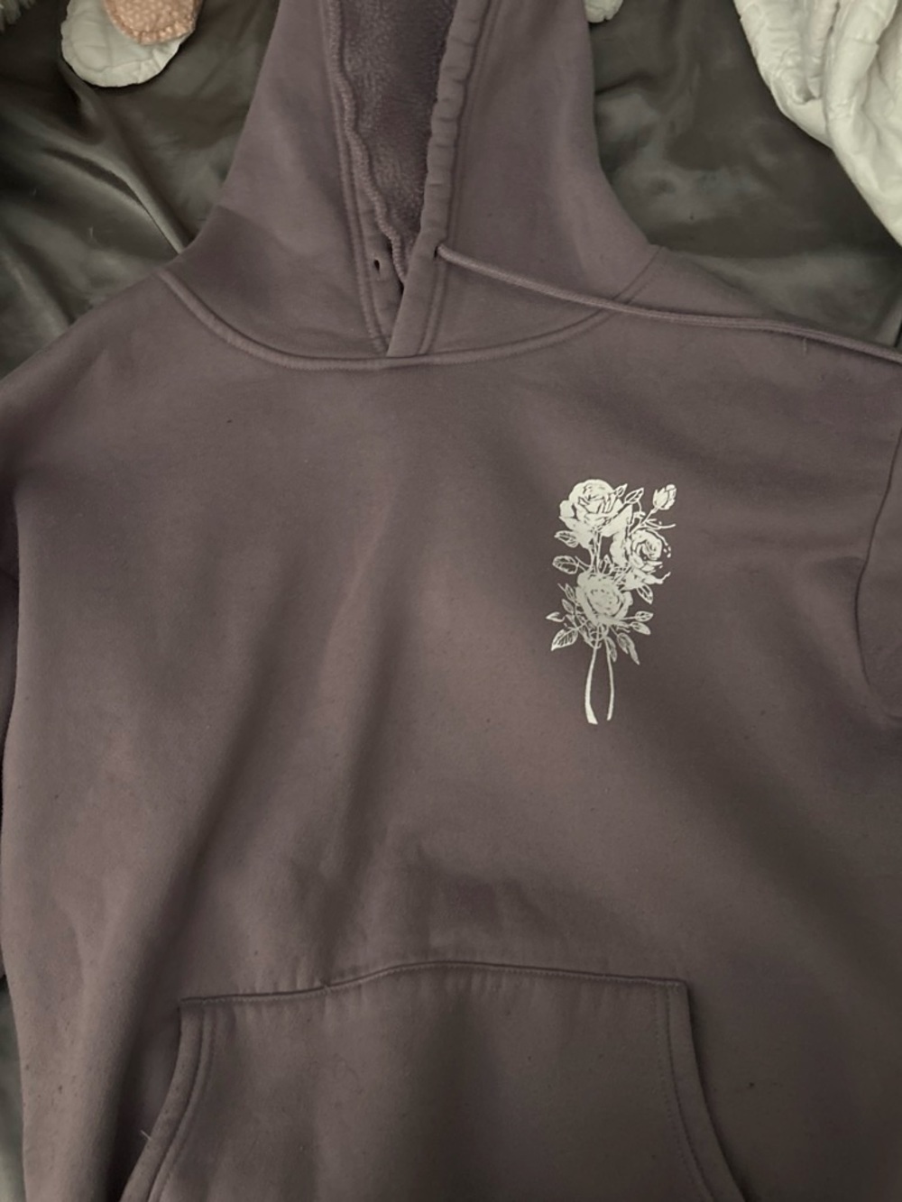 SHEIN Plum Hoodie with White Floral Graphic